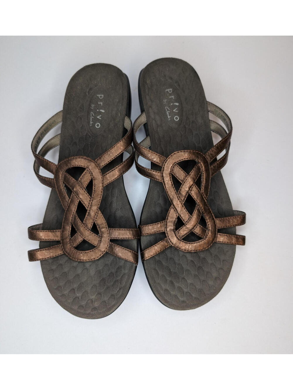 Clarks Privo Sandals Women’s Size 8M Brown Cooper Metallic Slip On Strappy